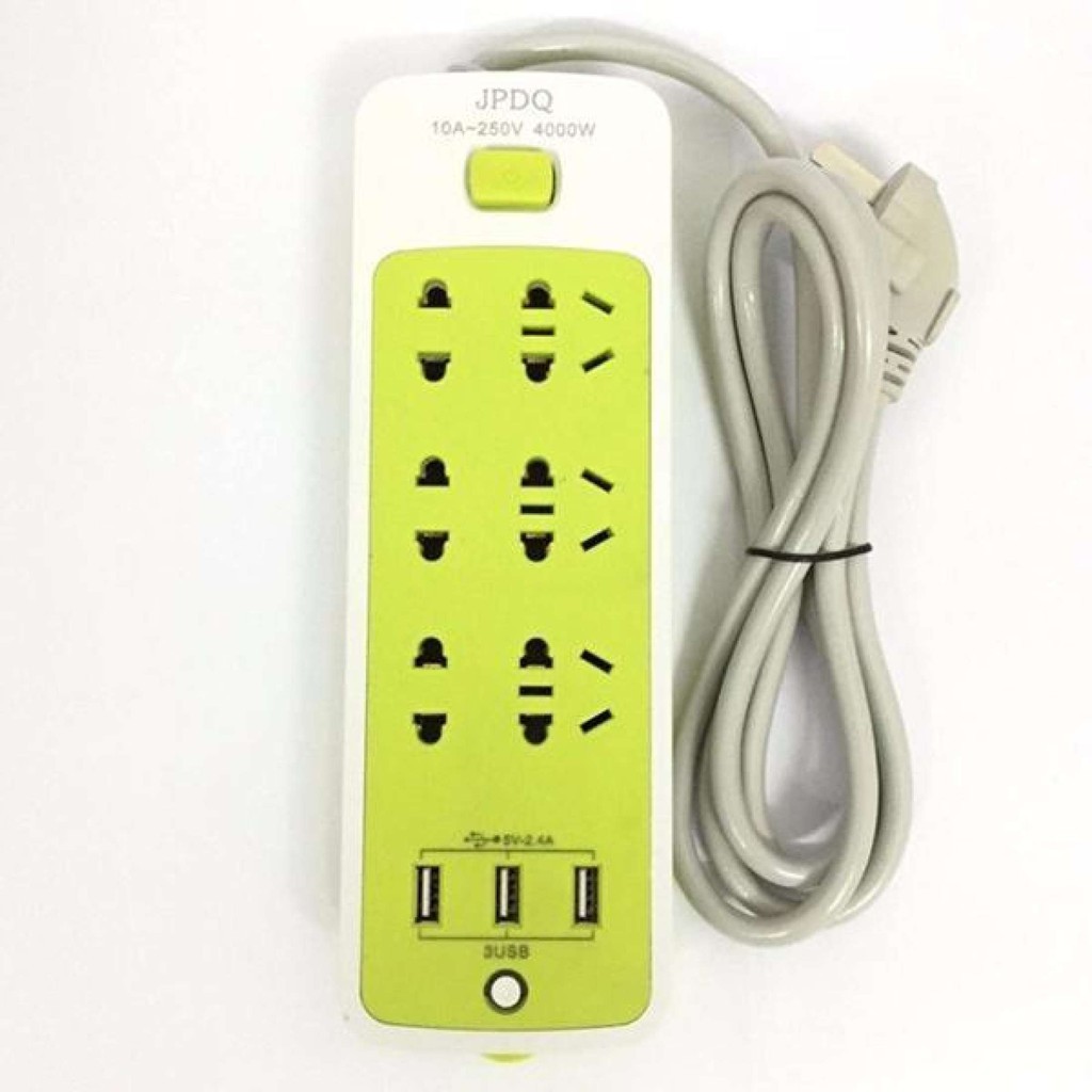 Ổ Cắm Điện Xanh Chống Giật Đa Năng Tích Hợp 3 Cổng USB Tiện Ích