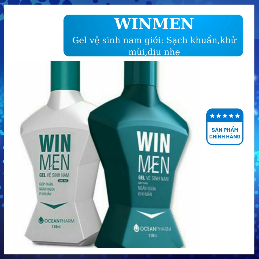 Dung dịch vệ sinh nam Winmen, vệ sinh vùng kín hương bạc hà, khử mùi vùng kín nam, Gel Win men chai 110ml