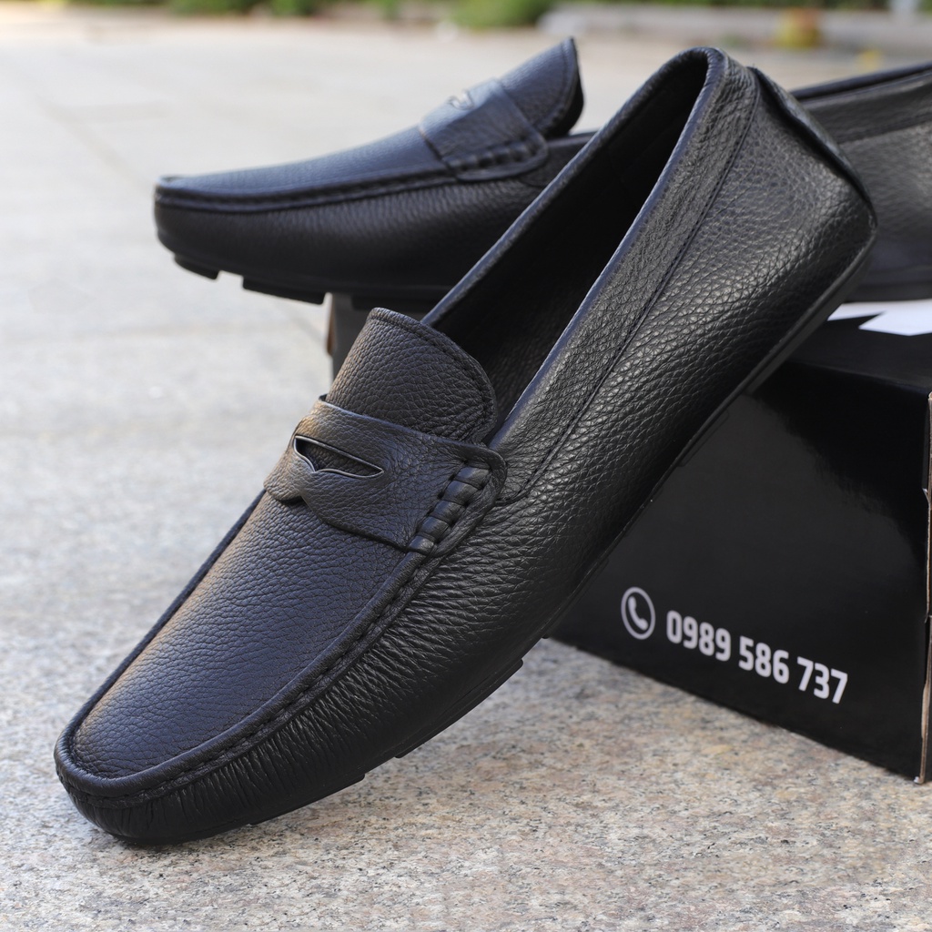 Giày lười nam da bò đẹp, giày mọi đế cao su mềm êm - HT.NeO2738