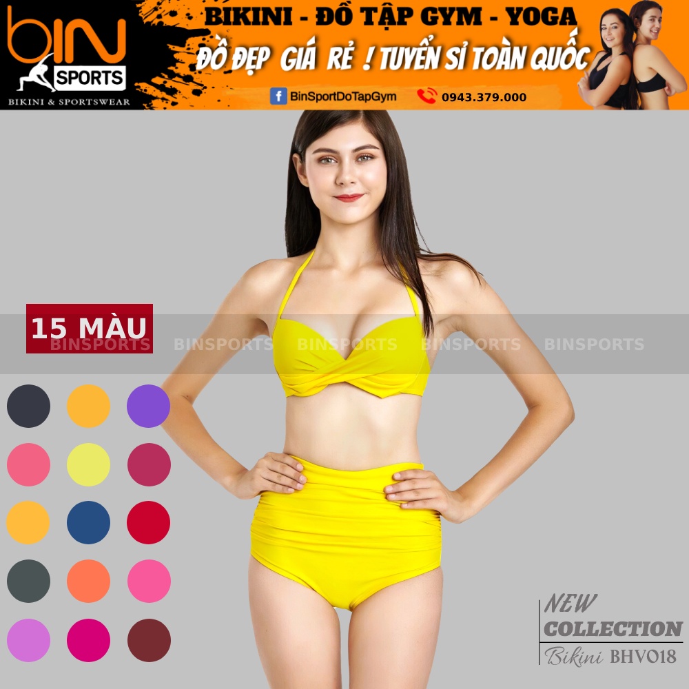 Bikini Nữ Hai Mảnh Cạp Cao Nhiều Màu Bin Sports BHV018