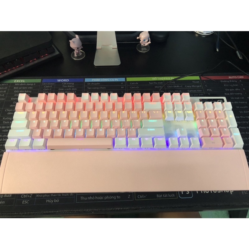 Bàn phím cơ Phím cơ gaming SPARTAN các màu Hồng, Xanh, Đen xám, Trắng TC-3218 led RGB Den Store