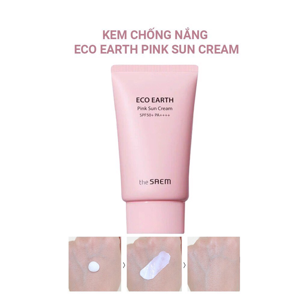 [Combo 2 sản phẩm] Kem chống nắng The Saem -  Kem chống nắng The Seam Eco Earth Pink Sun Cream 50g [Yunaa Cosmetics]