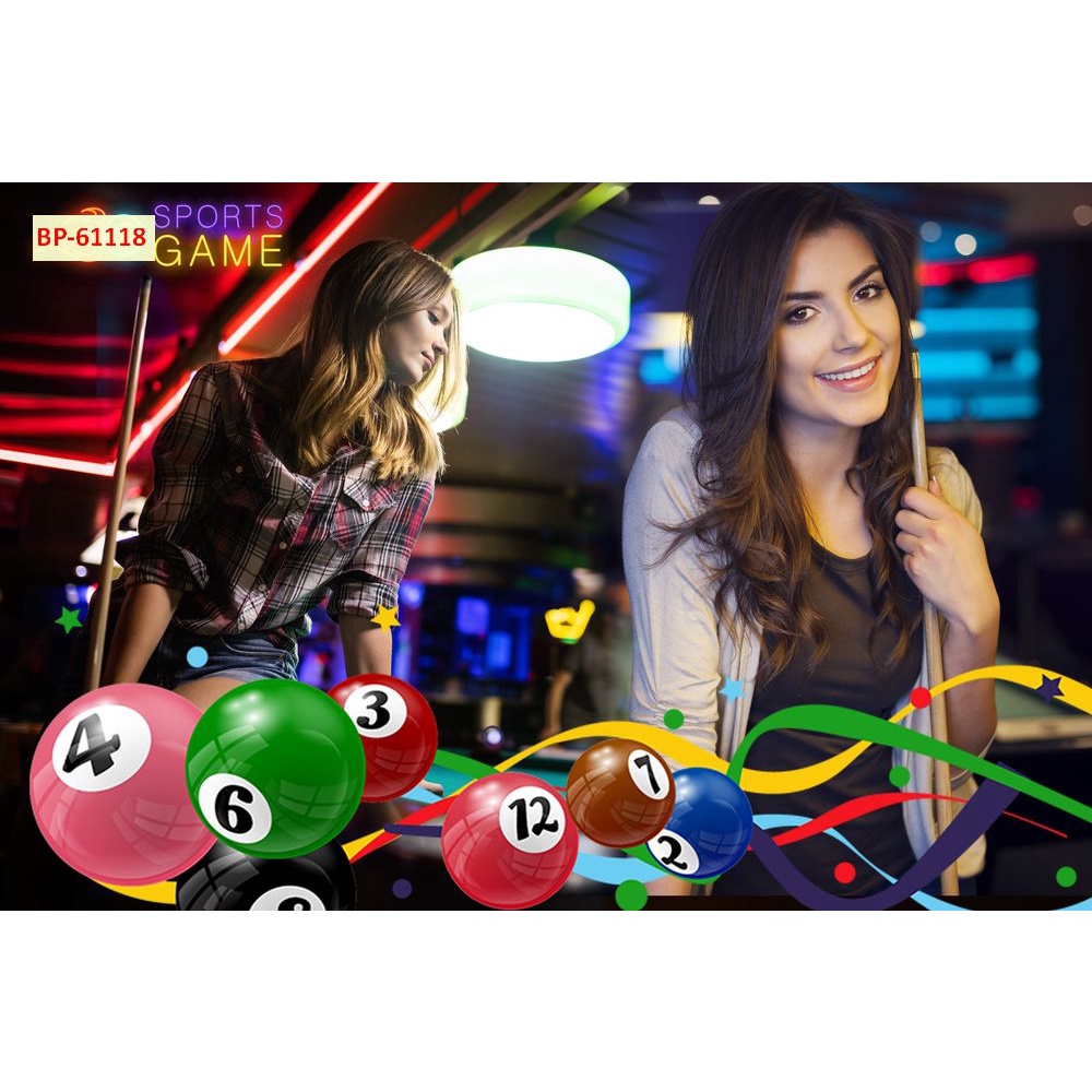 Tranh Billiards 3D dán tường kích thước lớn
