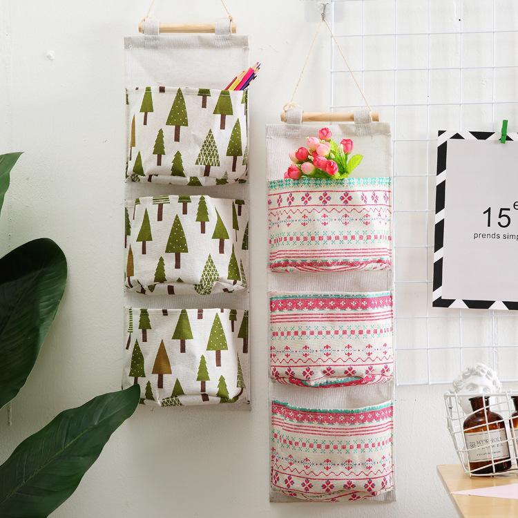 Túi Vải Treo Tường Đựng Điện Thoại 3 Ngăn Tiện Lợi