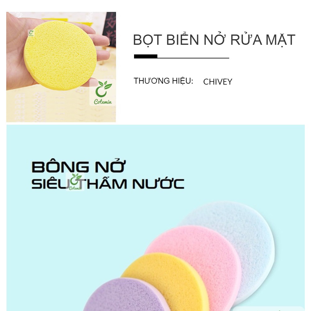 Bông nở rửa mặt Chivey - Bọt biển rửa mặt Chivey - Bịch 12 miếng