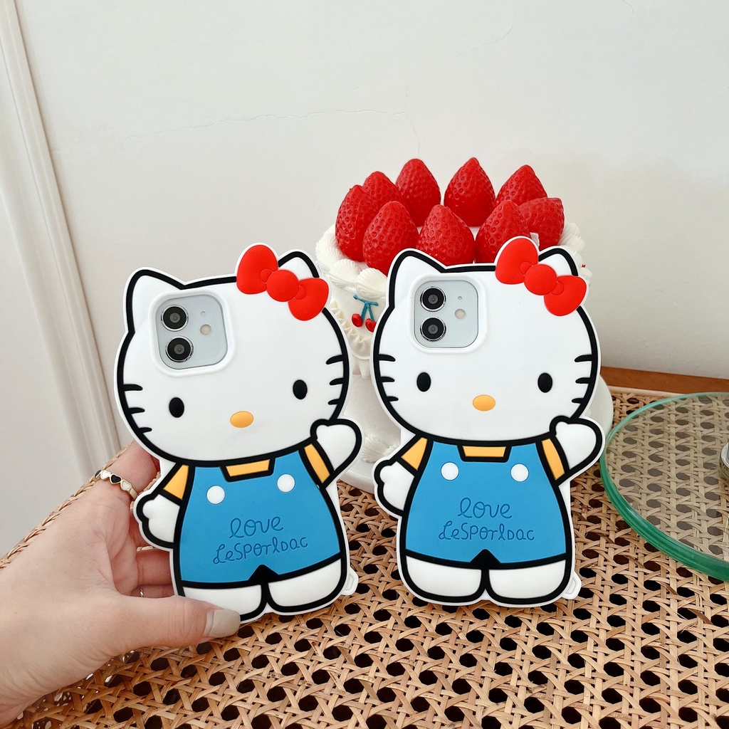 Ốp Điện Thoại Silicon Mềm Chống Sốc Hình Mèo Kitty 3D Cho iPhone 14Promax / 14 / 13Promax / 13 / 12 / 11 / XS / 7P