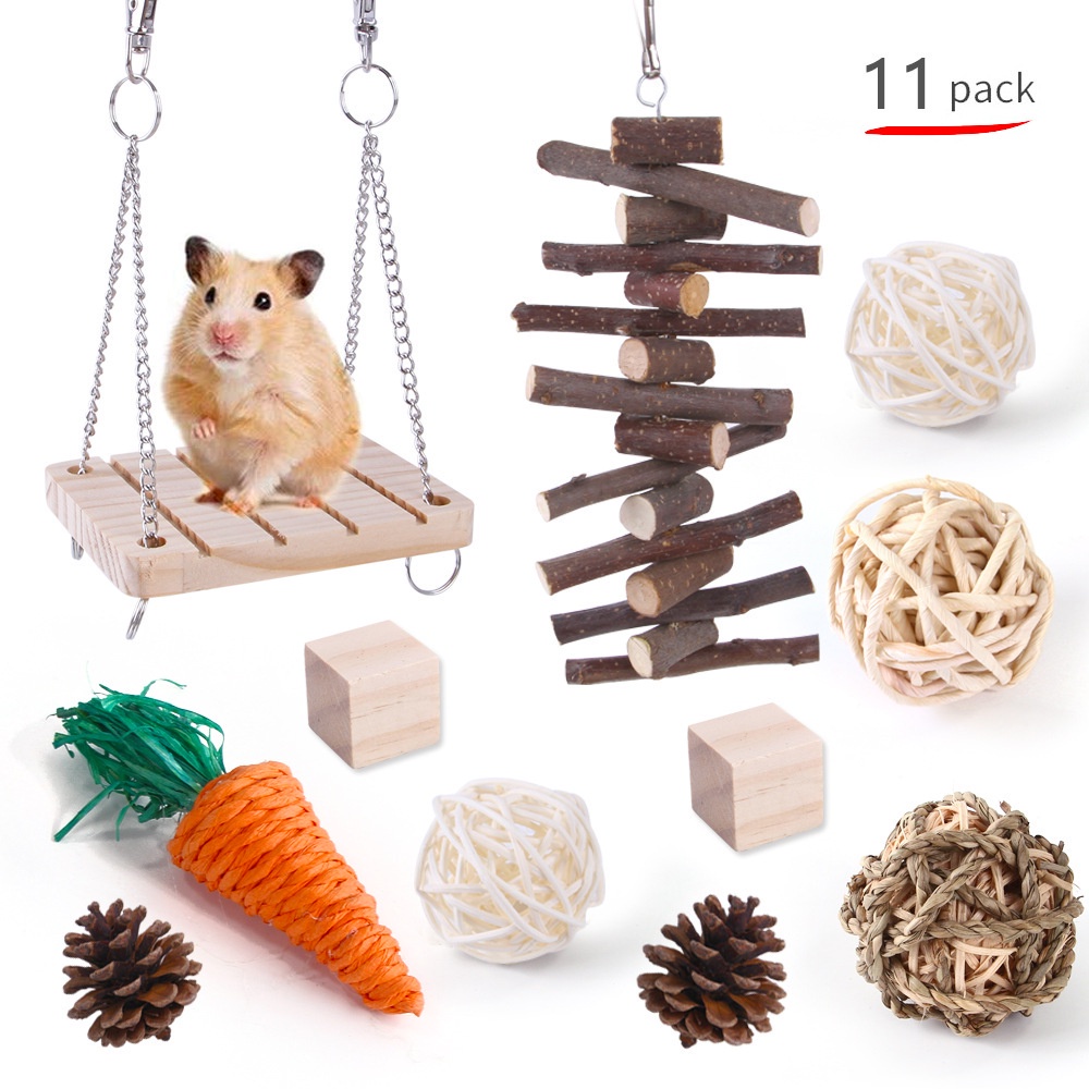 Bộ Đồ Chơi Mài Răng Bằng Gỗ Cho Chuột Hamster / Thỏ