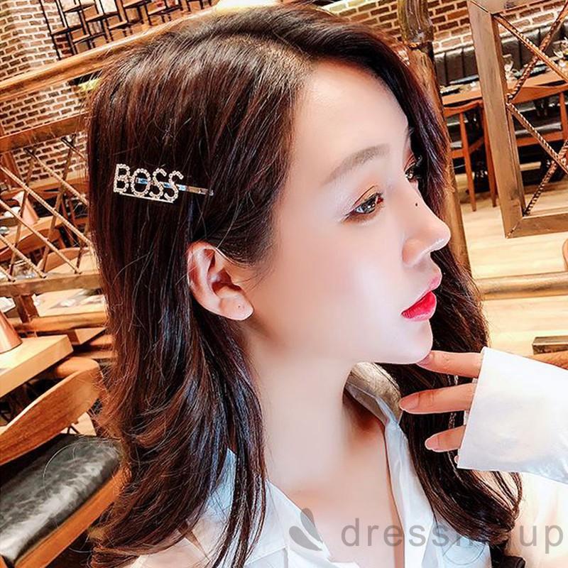 D❃♪Kẹp tóc chữ cái kim cương giả dành cho nữ