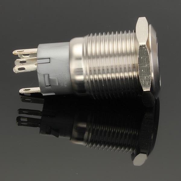 12V 16mm Latching Angel Eye LED Push Button Switch Flat Head Metal illuminated