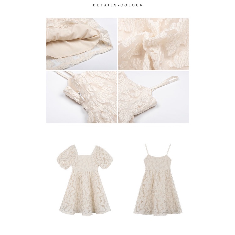 Đầm chữ A tay ngắn phồng họa tiết sọc caro thời trang quyến rũ cho nữ