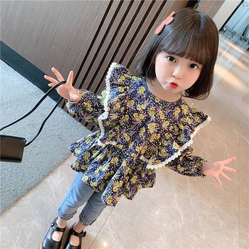 Đầm Tay Dài In Hoa Cho Bé Gái 0-5 Tuổi