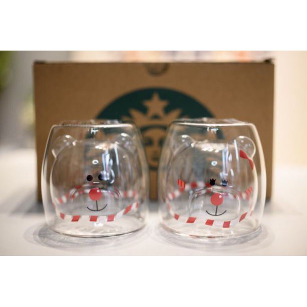 BỘ 2 LY THỦY TINH STARBUCKS BEARISTA CHRISTMAS
