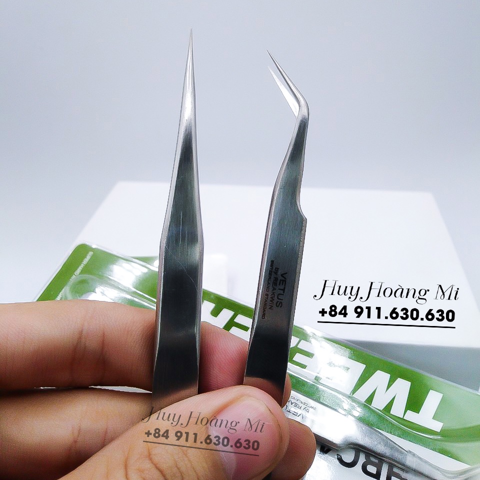 Cặp Nhíp Vetus (Cong Trơn + Thẳng Trơn) - Dụng Cụ Nối Mi Cao Cấp - Mi Fan Siêu Đều Đẹp - HUY HOÀNG MI