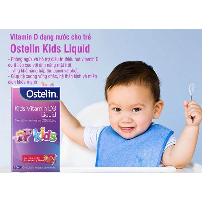 [Hàng chuẩn Úc] Vitamin D dạng nước cho trẻ Ostelin kids vitamin d3 liquid 20ml bổ sung vitamin d cho bé từ 6 tháng tuổi