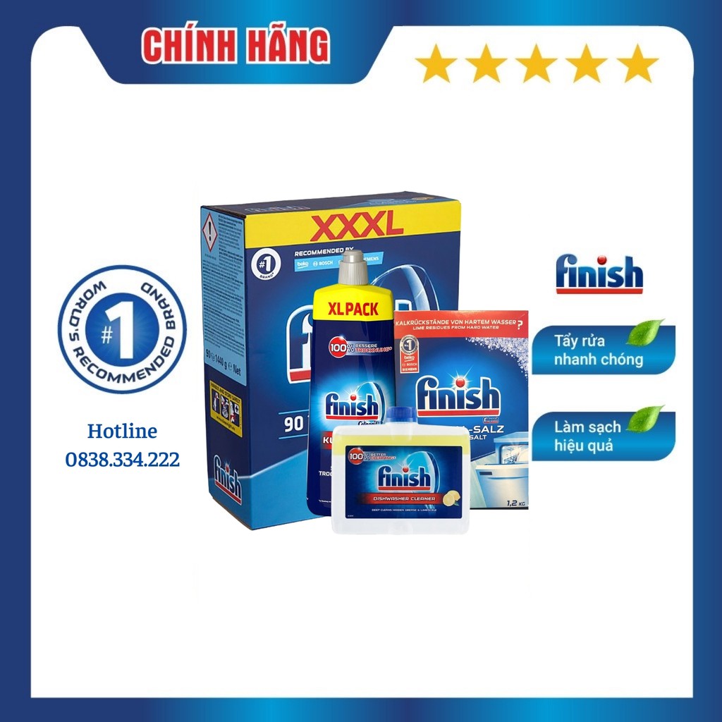 [HCM] Combo Viên rửa chén bát Finish tẩy rửa toàn diện cho máy