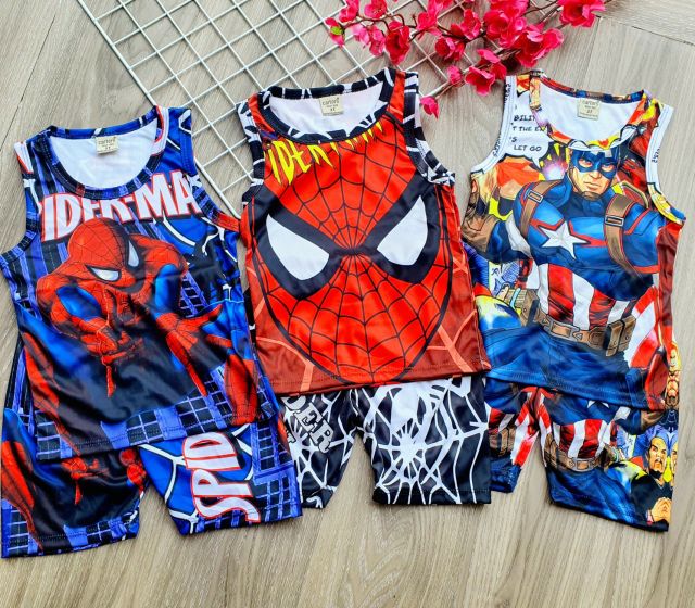 12_24kg Bộ thun lạnh 3D người nhện, doremon bé trai ảnh thật, video KHĂN RẰN SHOP