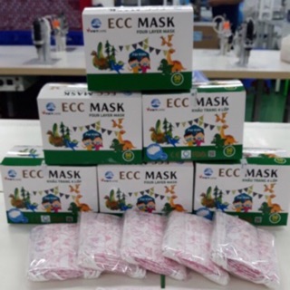 Khẩu trang trẻ em ECC MASK 4 lớp 6tuổi-12 tuổi hộp 50 cái