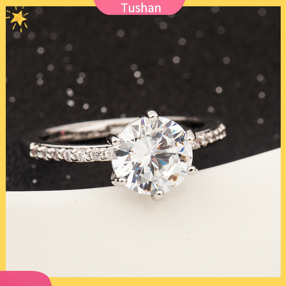 Nhẫn Đính Hôn Đính Đá Zircon Thời Trang Sang Trọng