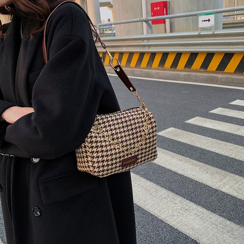 Túi JASMIN NOIR canvas có dây xích đeo vai thời trang nữ