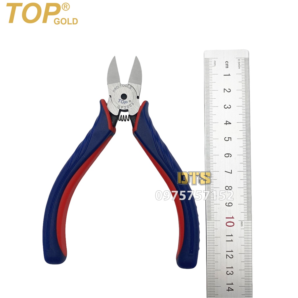 Kìm cắt kỹ thuật trợ lực lưỡi bằng 5 inch TOP GOLD, kìm cắt bavia nhựa, kềm cắt dây điện, kim loại mỏng, trang sức quý