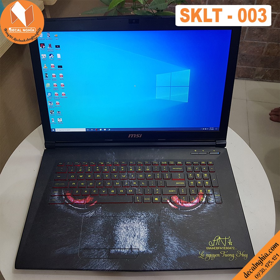 Aluminum skin dán laptop MSI-GV72-7RD