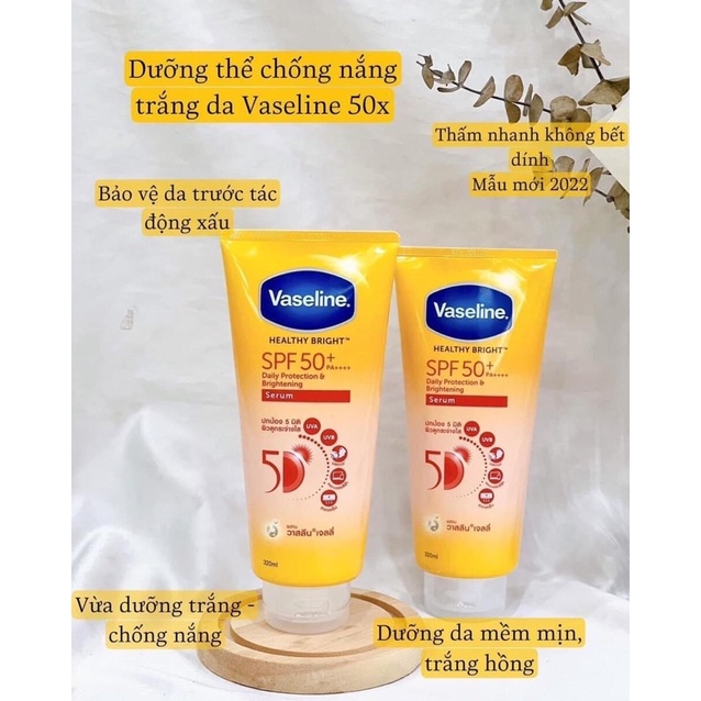 Dưỡng Thể Vaseline Trắng Da Chống Nắng 50X SPF50+ Healthy Bright Serum