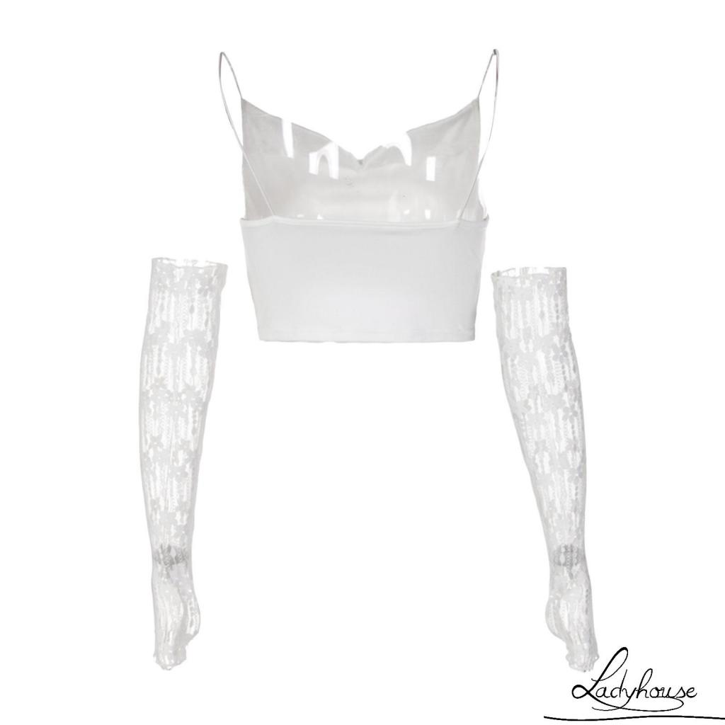 Bộ Áo Hai Dây Cổ Chữ V + Cặp Áo Ren Màu Trơn Ôm Dáng Thời Trang Mùa Hè Cho Nữ