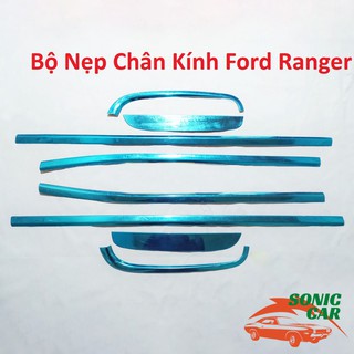 Bộ ốp viền chân/cong kính xe ford ranger chất liệu inox mạ crom chống trầy xước viền kính - sonic car