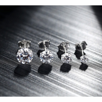 Bông tai bạc nụ đá Evasilver  chất liệu bạc ta đính đá nhỏ đơn giản cá tính