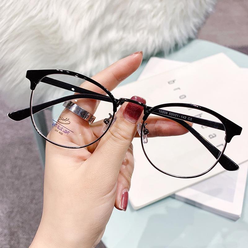 Gọng kính cận tròn thời trang nam nữ Như Ý gọng nhựa pha hợp kim 10209 nhiều màu