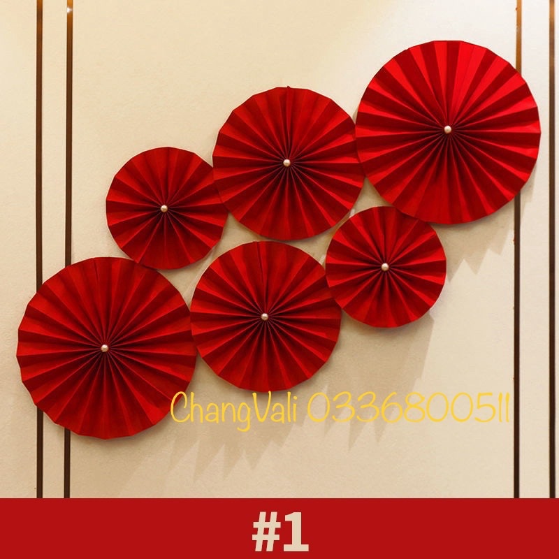 Set 6 rẻ quạt giấy trang trí Noel,oản, tiệc ,lớp học,sinh nhật