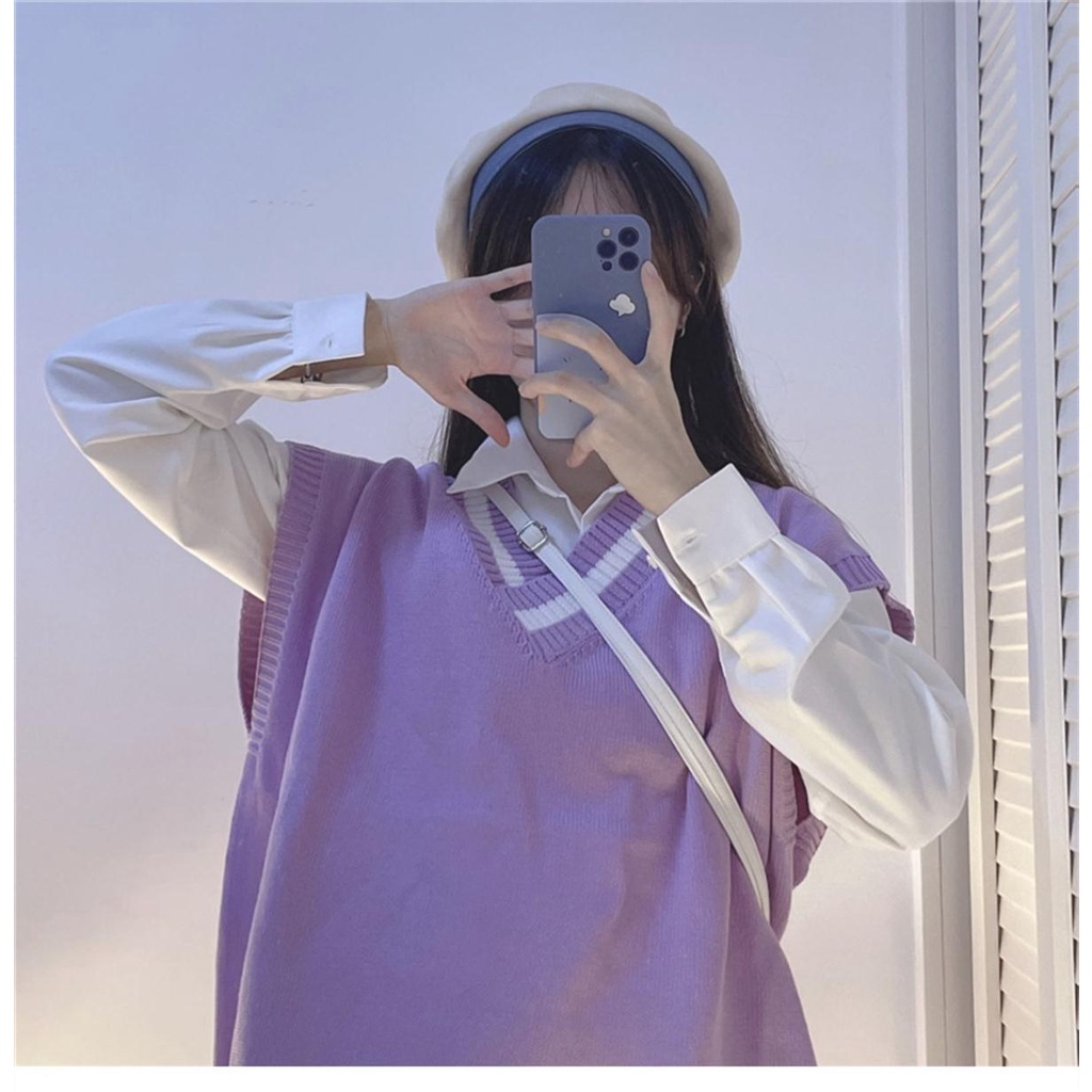 Áo len không tay cổ chữ v thiết kế mới thời trang theo phong cách Hàn Quốc dành cho nữ