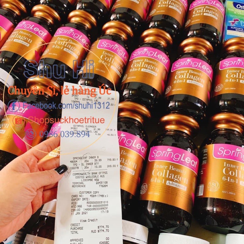 Collagen Springleaf 6 in 1 - 90 viên, 180 viên Úc - Viên Spring leaf inner beauty colagen 6-IN-1 advance | Thế Giới Skin Care