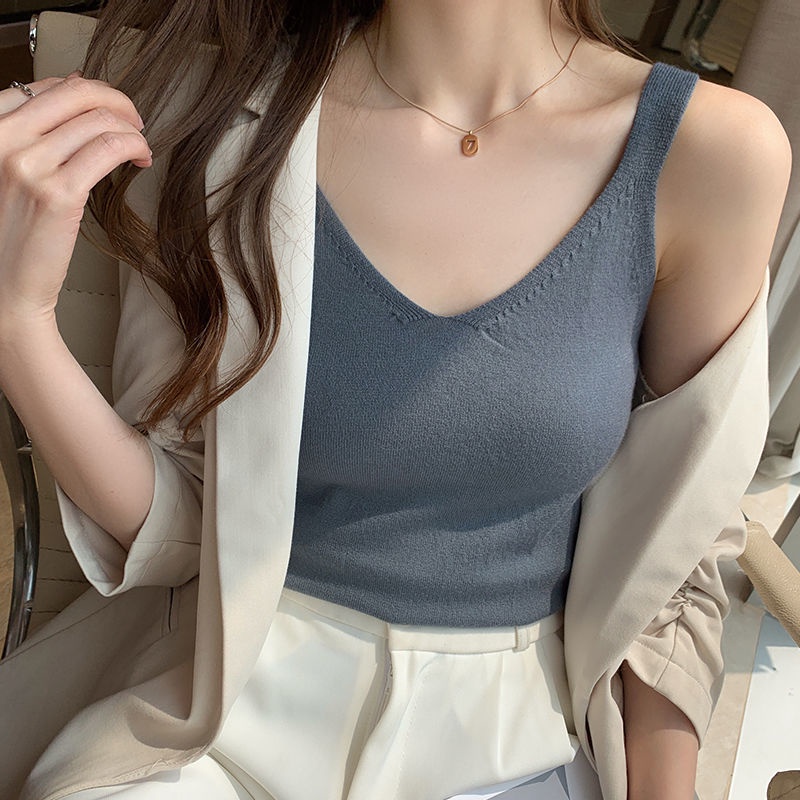 Áo Len Không Tay Màu Sắc Đơn Giản Cho Nữ 164152 Áo Nữ Không Tay Cổ Chữ v Thời Trang Quyến Rũ