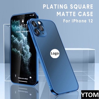 Ốp điện thoại trong suốt khung vuông mạ điện sang trọng cho iPhone 12 11 pro max mini x xr xs 7 8 plus se 2020