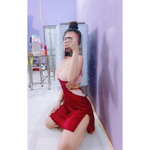 FREESHIP Đồ ngủ sexy, váy ngủ 2 dây ren ngực cho nữ, gợi cảm hở lưng siêu quyến rũ SP061