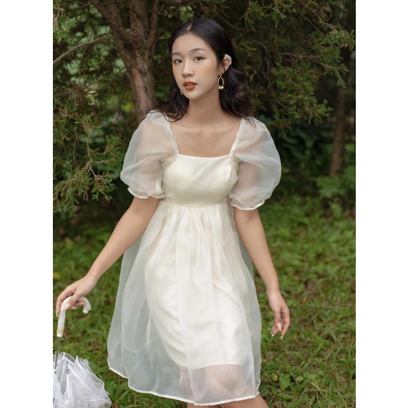 [Mã SKAMFSW175 giảm 10K đơn 50K] VANIA DRESS - VÁY VOAN KÍNH TAY BỒNG CỔ VUÔNG - V0129