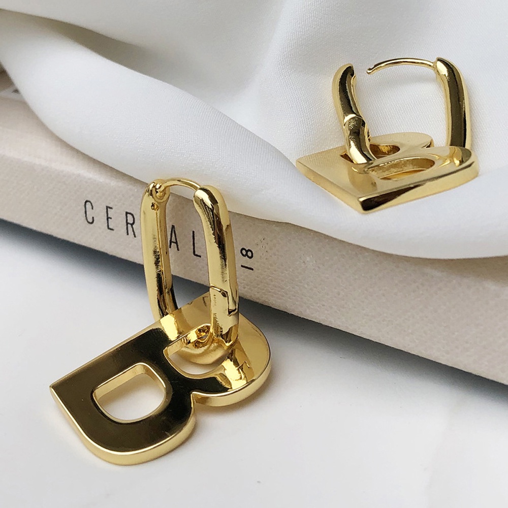 Khuyên Tai Tròn In Chữ B Phong Cách Retro Thời Trang Cho Nữ