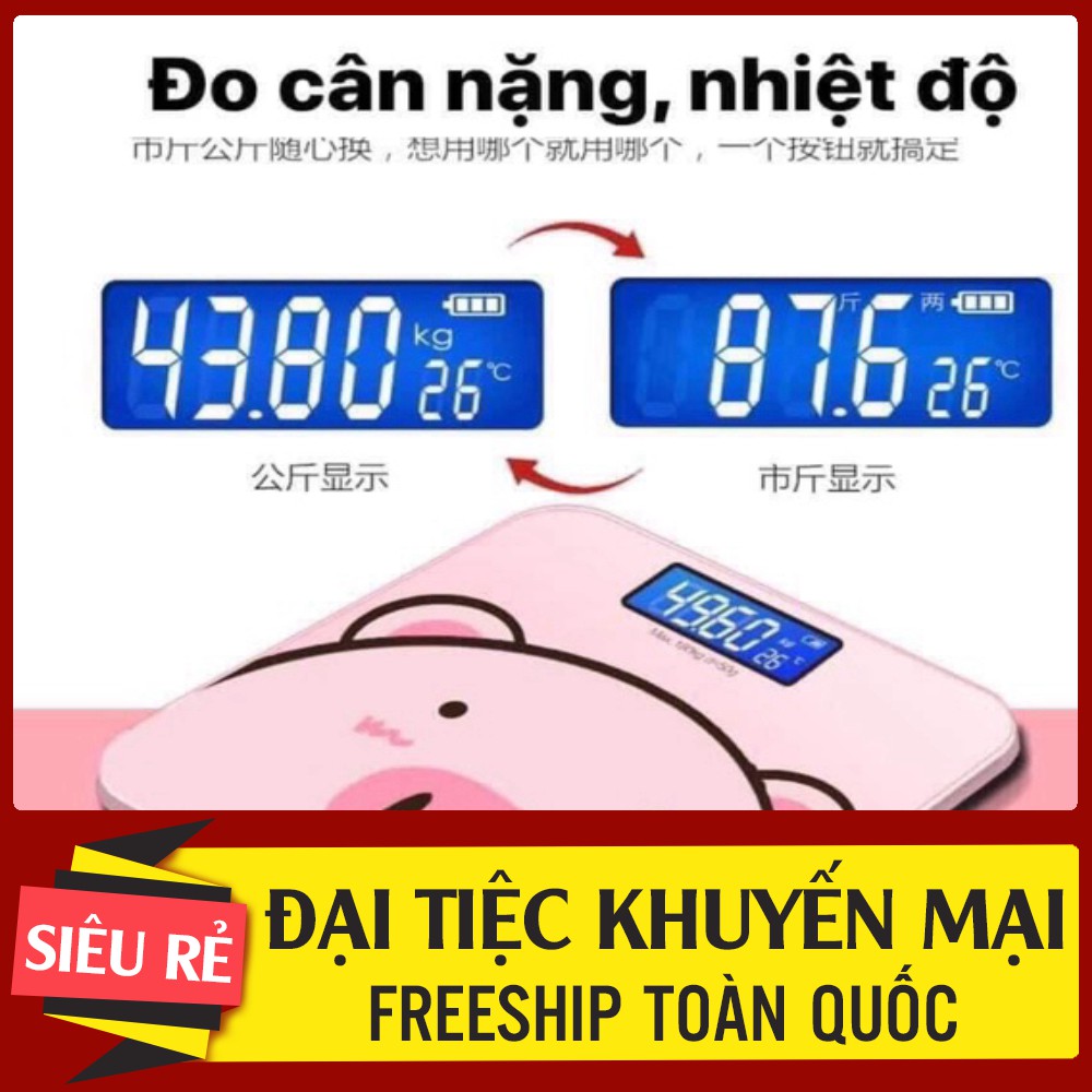 Cân Điện Tử Sức Khoẻ Hình Lợn Hồng Hàng Co Sẵn