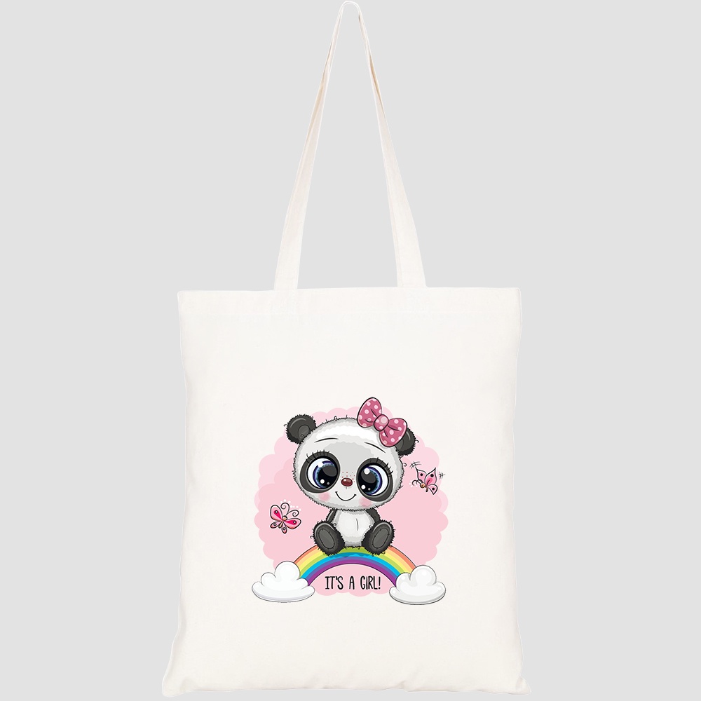 Túi vải tote canvas HTFashion in hình greeting card cute cartoon panda HT398