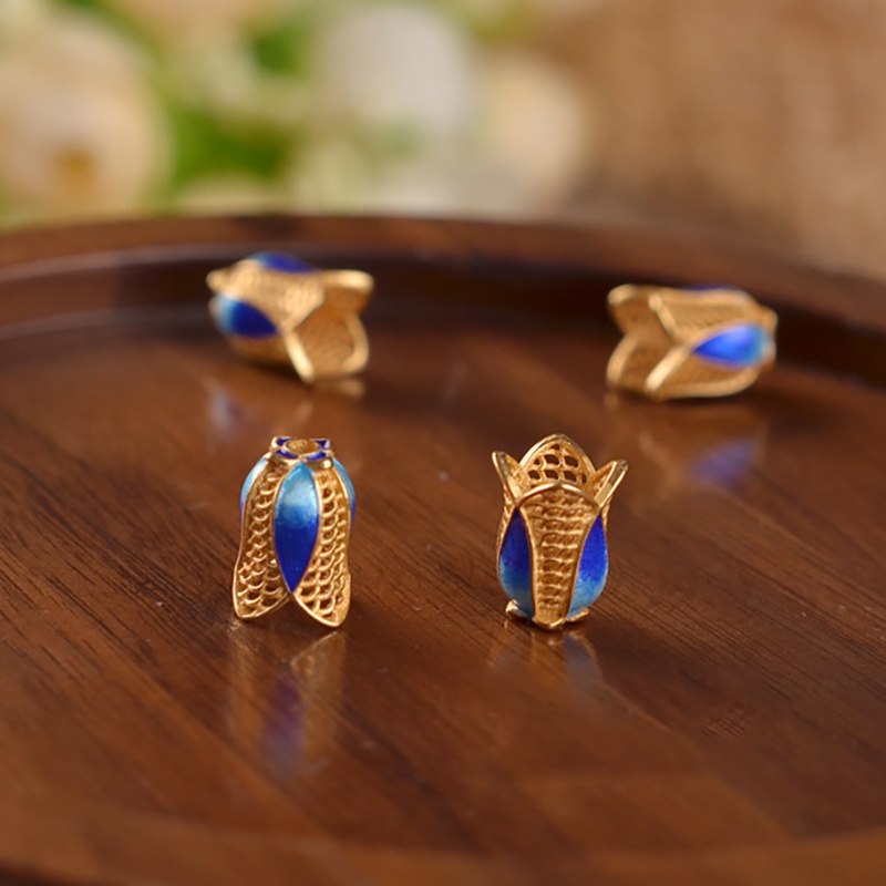 Phiến chụp dạng charm kim loại sơn màu  men 20*9mm nguyên liệu làm trâm làm trang sức cổ trang cosplay cổ phục