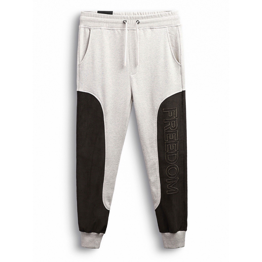 Quần Jogger Nam INF Xám Phối Nhung , Chất Nỉ Chân Cua Dày Dặn , JG001755,SOMEHOW