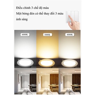 Đèn led âm trần downlight 5W đổi màu 3 chế độ