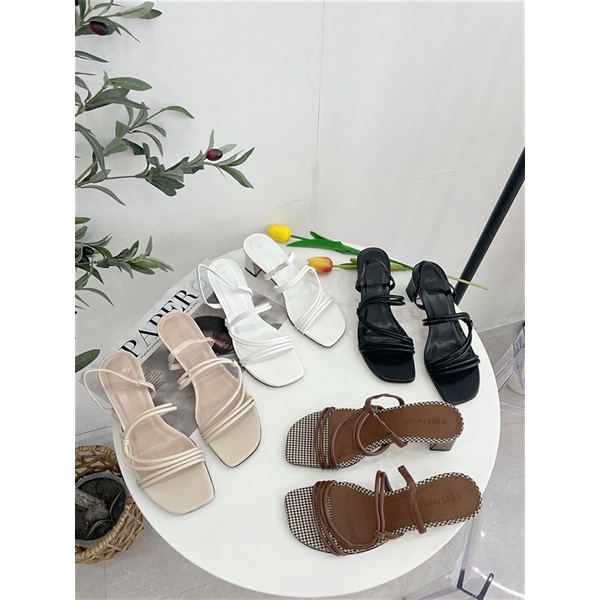 Giày cao gót nữ 5 phân dây mảnh xinh 5p đế vuông thời trang công sở SHOESPARADISE XK19
