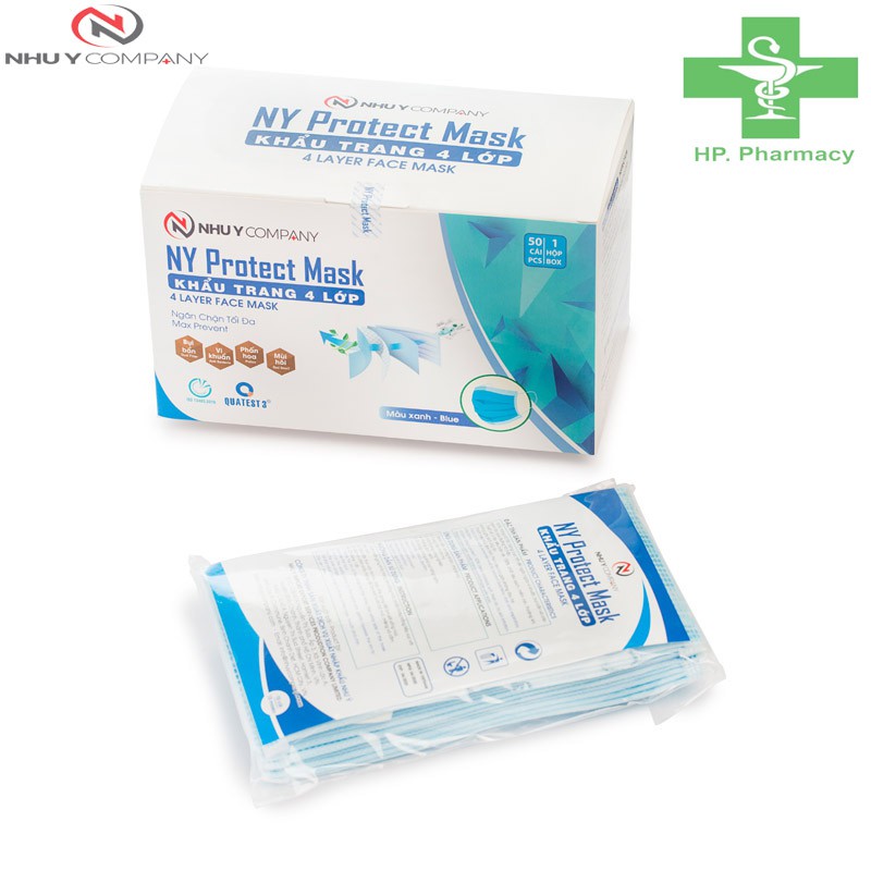 Hộp 50 Chiếc Khẩu Trang Y Tế 4 Lớp Kháng Khuẩn Như Ý NY Protect Mask