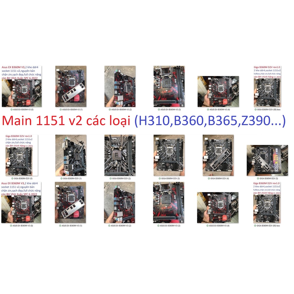 Main H310 h370 z370 B360 B365 Z390 1151 v2 all bo mạch chủ