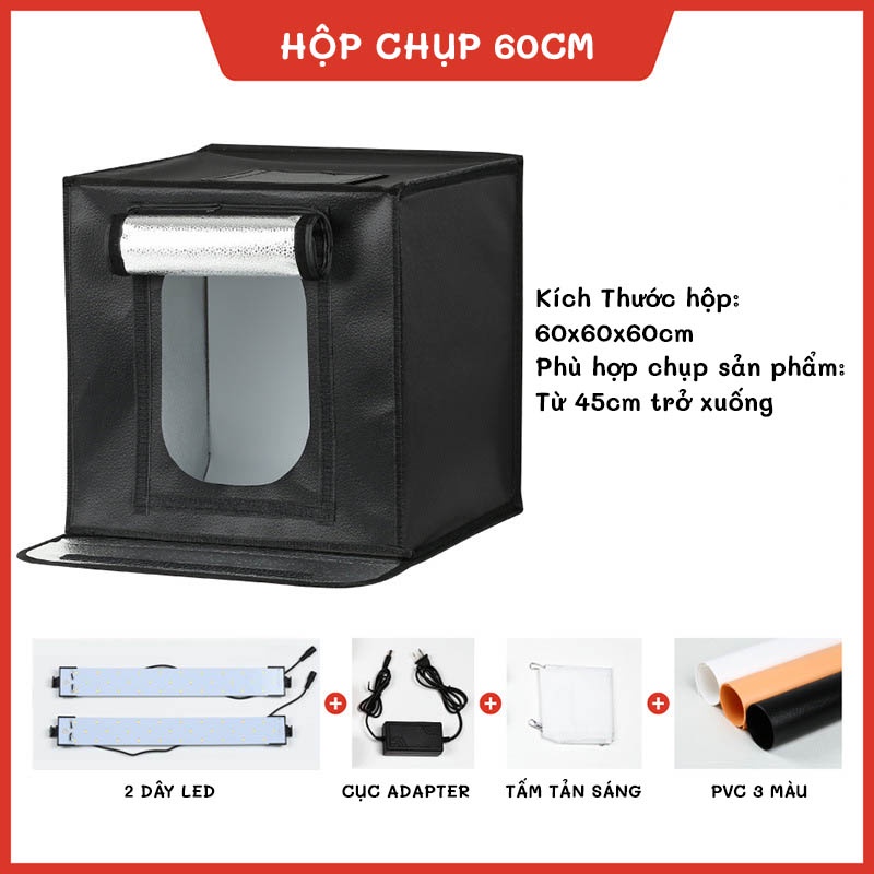 Hộp chụp sản phẩm loại khung cứng (40cm - 50cm - 60cm)