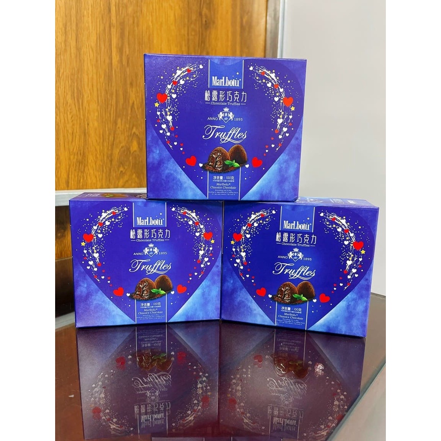 [ Hàng mới về ] Combo 2 hộp Socola tươi / Sôcôla truffle marlbolu nhãn hiệu Hong Kong 100g hộp đỏ / hộp xanh