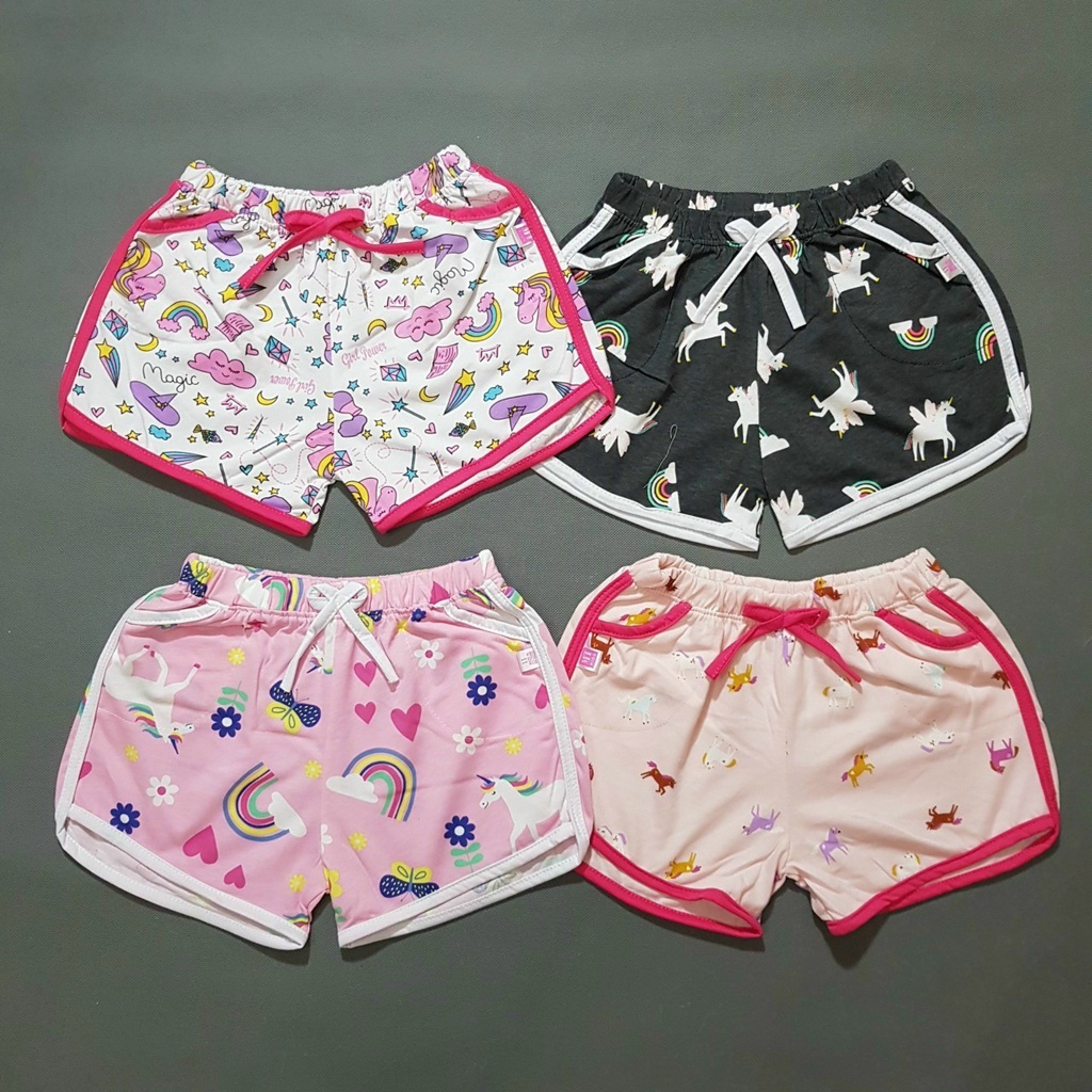 Quần short cotton bé gái in pony mát mẻ mùa hè bé 26-45kg