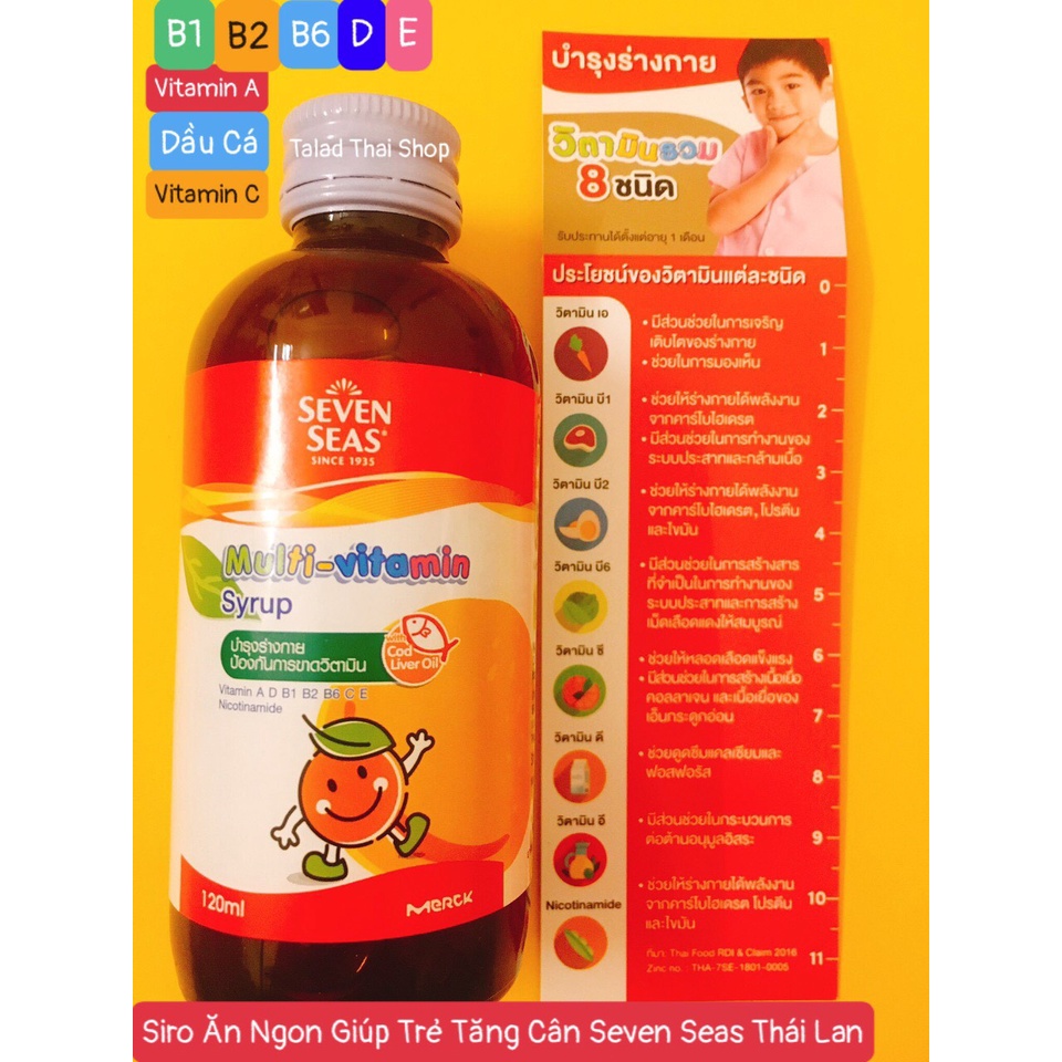 Siro Ăn Ngon Cho Bé Cho Trẻ Biếng Ăn - Bổ Sung Vitamin Tổng Hợp Cho Bé Tăng Cân Seven Seas Multivitamin Thái Lan